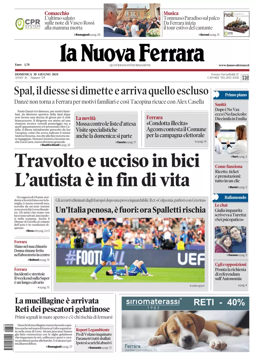 Prima-pagina-nuova ferrara-oggi-edizione-del-2024-06-30